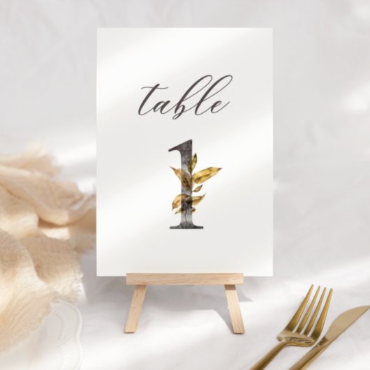Numéro de table de mariage Watercolor Fall Foliage