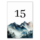 Numéro de table de montagne aquarelle bleue (Dos)