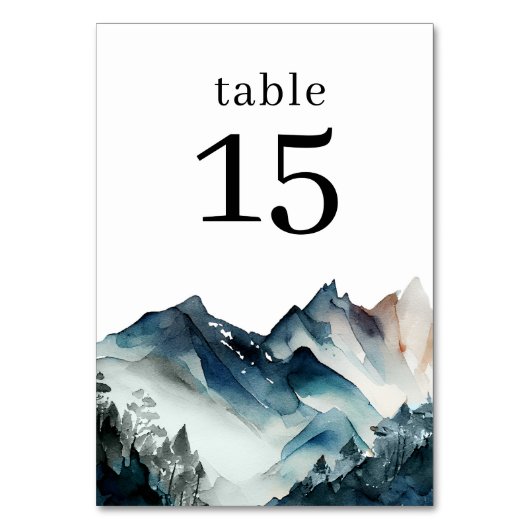 Numéro de table de montagne aquarelle bleue (Par défaut)