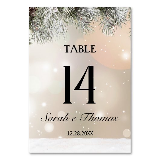 Numéro de table de Noël élégant enneigé (Par défaut)