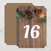 Numéro de table de Noël rustique à la campagne (Devant / Derrière)
