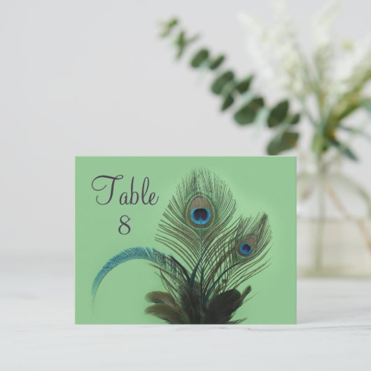 Numéro de table de paon élégant (vert) (Debout devant)