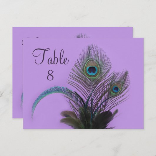 Numéro de table de paon élégant (violet) (Devant / Derrière)