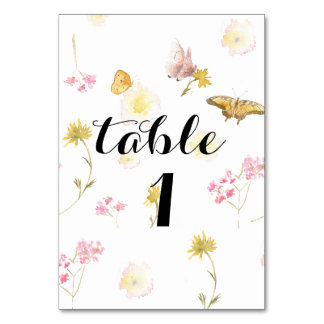 Numéro de table de papillon fleur sauvage