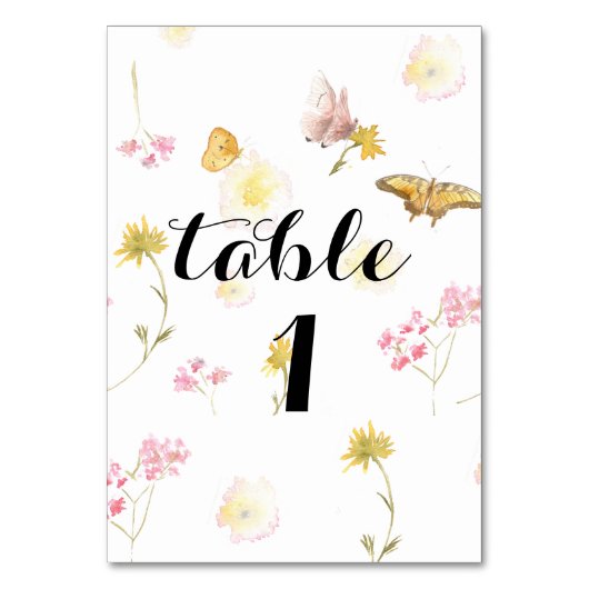 Numéro de table de papillon fleur sauvage (Dos)