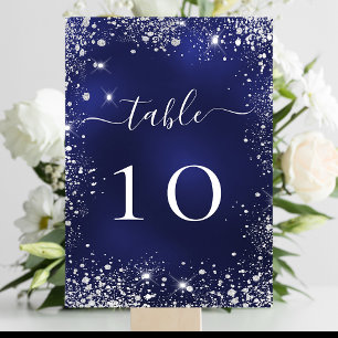 Numéro de table de parties scintillant bleu marine