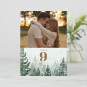 Numéro de table de photo de forêt de pin rustique (Debout devant)