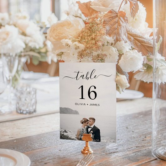 Numéro de table de photo de mariage de calligraphi