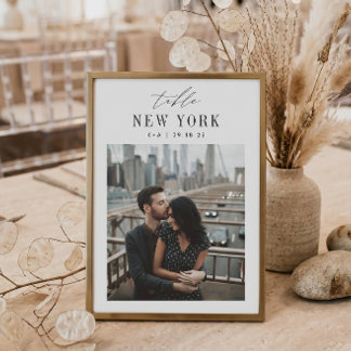 Numéro de table de photo de voyage de mariage 5x7 
