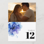 Numéro de table de photo florale bleu poussiéreux  (Dos)