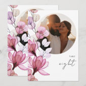 Numéro de table de photo florale rose poussiéreux  (Devant / Derrière)