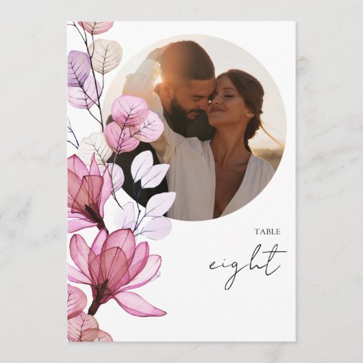 Numéro de table de photo florale rose poussiéreux  (Devant)