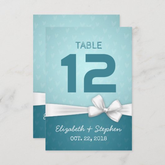 Numéro de table de placement de mariage au ruban b (Devant / Derrière)