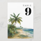 Numéro de table de plage tropicale à l'aquarelle m (Dos)