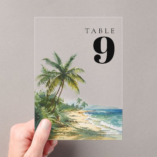 Numéro de table de plage tropicale à l'aquarelle m (In situ (ordinateur de poche))