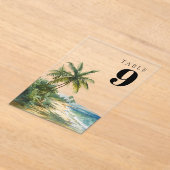 Numéro de table de plage tropicale à l'aquarelle m (Poser)