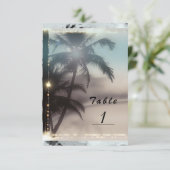Numéro de table de plage tropicale élégant aux pal (Debout devant)