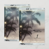 Numéro de table de plage tropicale élégant aux pal (Devant / Derrière)