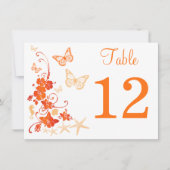 Numéro de table de plage tropicale orange blanc et (Devant)