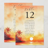 Numéro de table de plan de table de coucher de sol (Devant / Derrière)