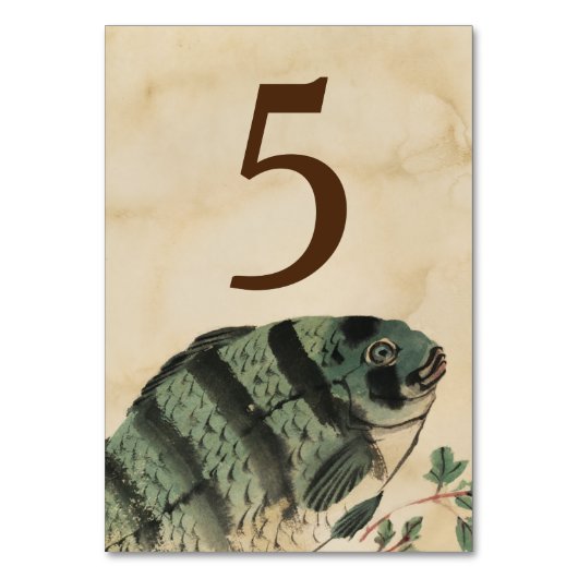 Numéro de table de poisson d'eau vintage (Dos)