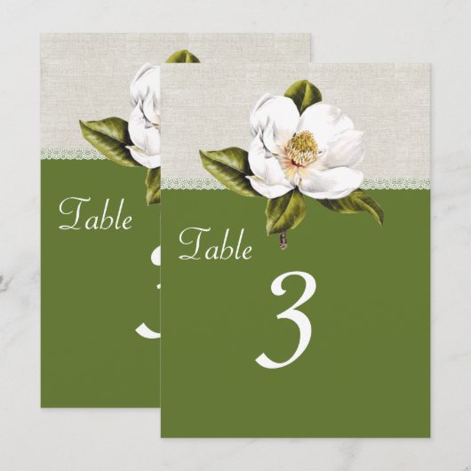 Numéro de table de réception Chic White Magnolia (Devant / Derrière)