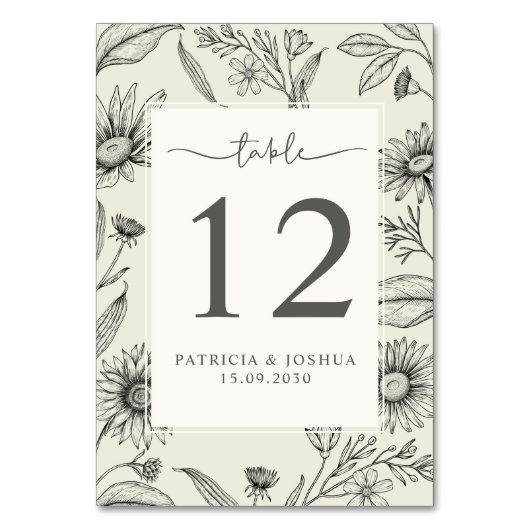 Numéro de table de réception de fleurs botaniques  (Par défaut)