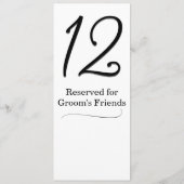 Numéro de table de réception de mariage (Dos)