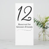 Numéro de table de réception de mariage (Debout devant)