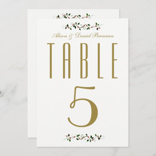 Numéro de table de réception de mariage de vacance (Devant / Derrière)