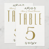 Numéro de table de réception de mariage des Fêtes  (Devant / Derrière)