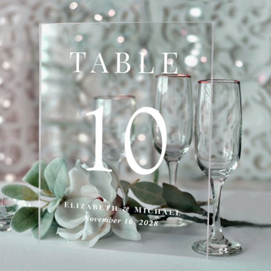 Numéro de table de réception de mariage élégant