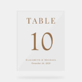 Numéro de table de réception de mariage élégant or (Recto)