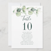 Numéro de table de réception de mariage Eucalyptus (Dos)