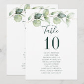 Numéro de table de réception de mariage Eucalyptus (Devant / Derrière)