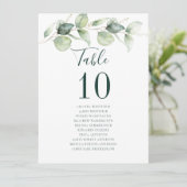 Numéro de table de réception de mariage Eucalyptus (Debout devant)