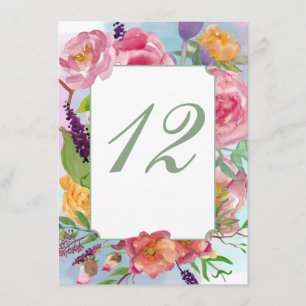 Numéro de table de réception de mariage floral col