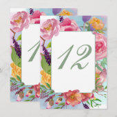 Numéro de table de réception de mariage floral col (Devant / Derrière)
