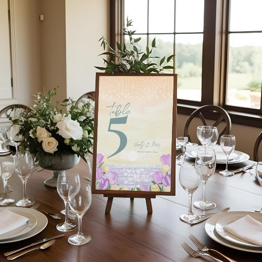 Numéro de table de réception de mariage floral côt