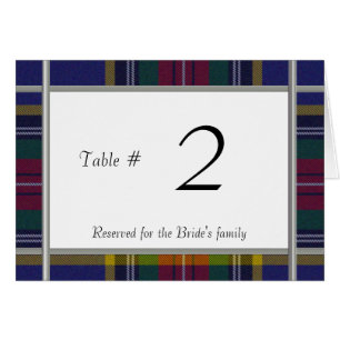 Numéro de table de réception de mariage MacBeth Pl