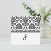 Numéro de table de réception en damassé noir et bl (Debout devant)