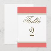 Numéro de table de réception Simple Stripe corail (Devant / Derrière)