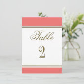 Numéro de table de réception Simple Stripe corail (Debout devant)