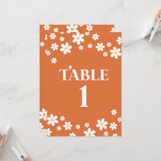Numéro de table de Retraite de mariage orange dais (Devant/Arrière en situation)