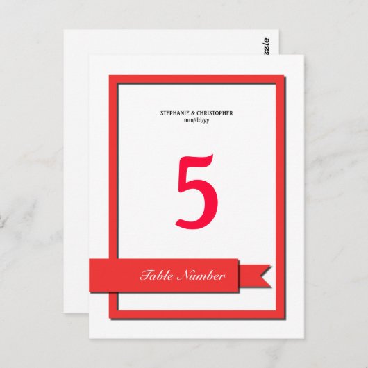 Numéro de table de ruban rouge (Devant / Derrière)