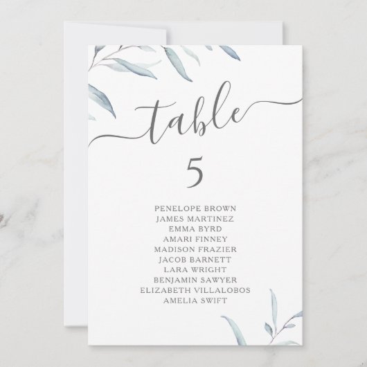 Numéro de table de script bleu poussiéreux minimal (Devant)