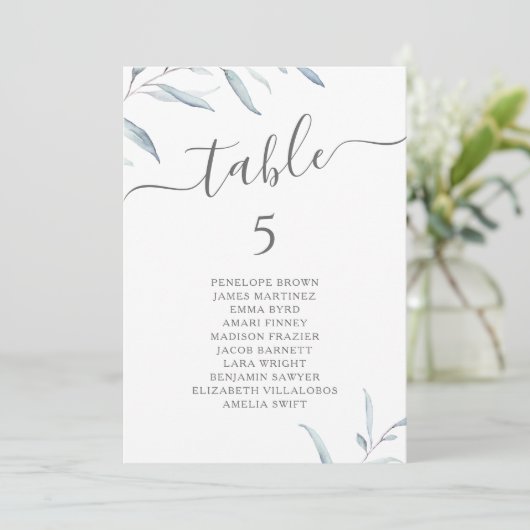 Numéro de table de script bleu poussiéreux minimal (Debout devant)
