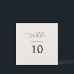 Numéro de table de script Carte Carré de réception<br><div class="desc">Notre panneau de carte de numéro de table comporte un script écrit à la main et une typographie classique pour une façon minimale et élégante d'afficher les numéros de table à votre mariage ou événement.</div>