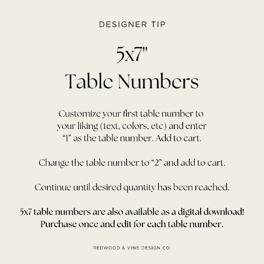 Numéro de table de script minimal moderne imprimab