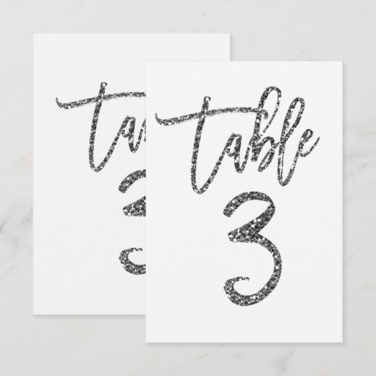 Numéro de table de script moderne tendance paillet (Devant / Derrière)